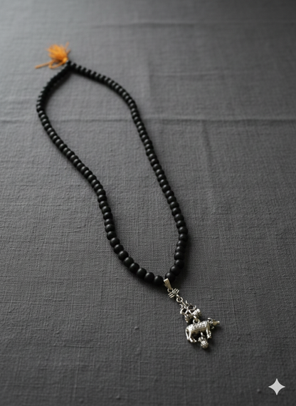 Original Karungali Malai with Shiv Trishul & Nandi Pendant