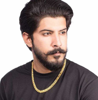 Men's Luxury Textured Interlocking Link Gold Chain