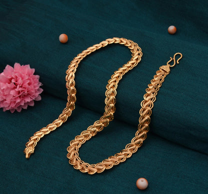 Men's Luxury Textured Interlocking Link Gold Chain