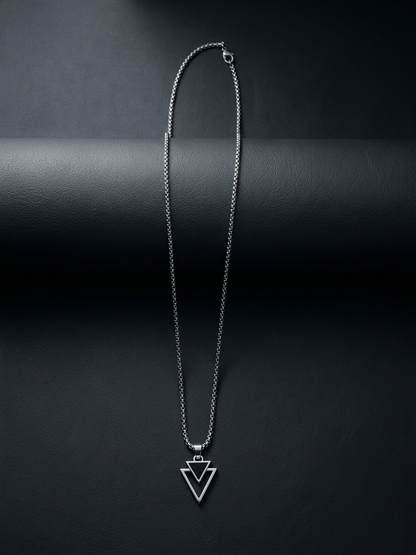 Men's Urban Edge Geometric Dual-Triangle Pendant With Box Chain