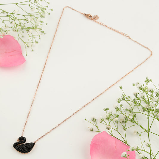 Micro Rose Diamond Beautiful Black Duck Shape Daily wear pendent and chain