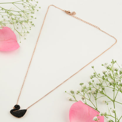 Micro Rose Diamond Beautiful Black Duck Shape Daily wear pendent and chain