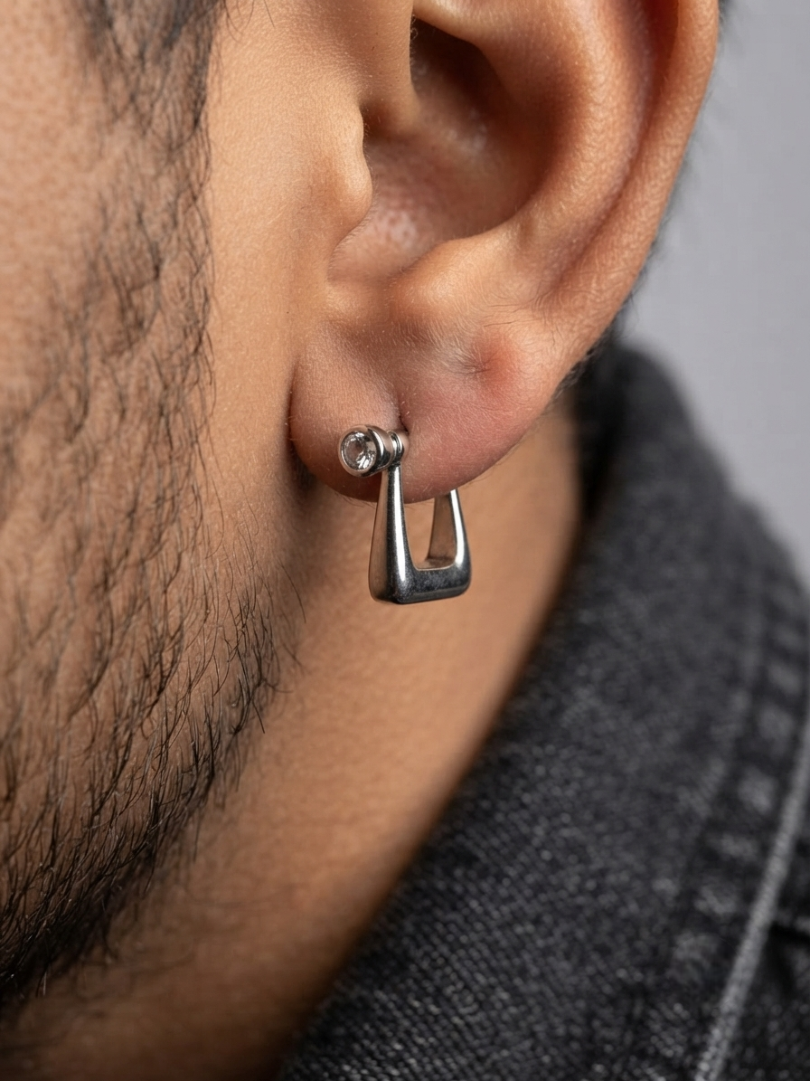 Minimalist Geometric Silver U-Shaped Huggie Earrings