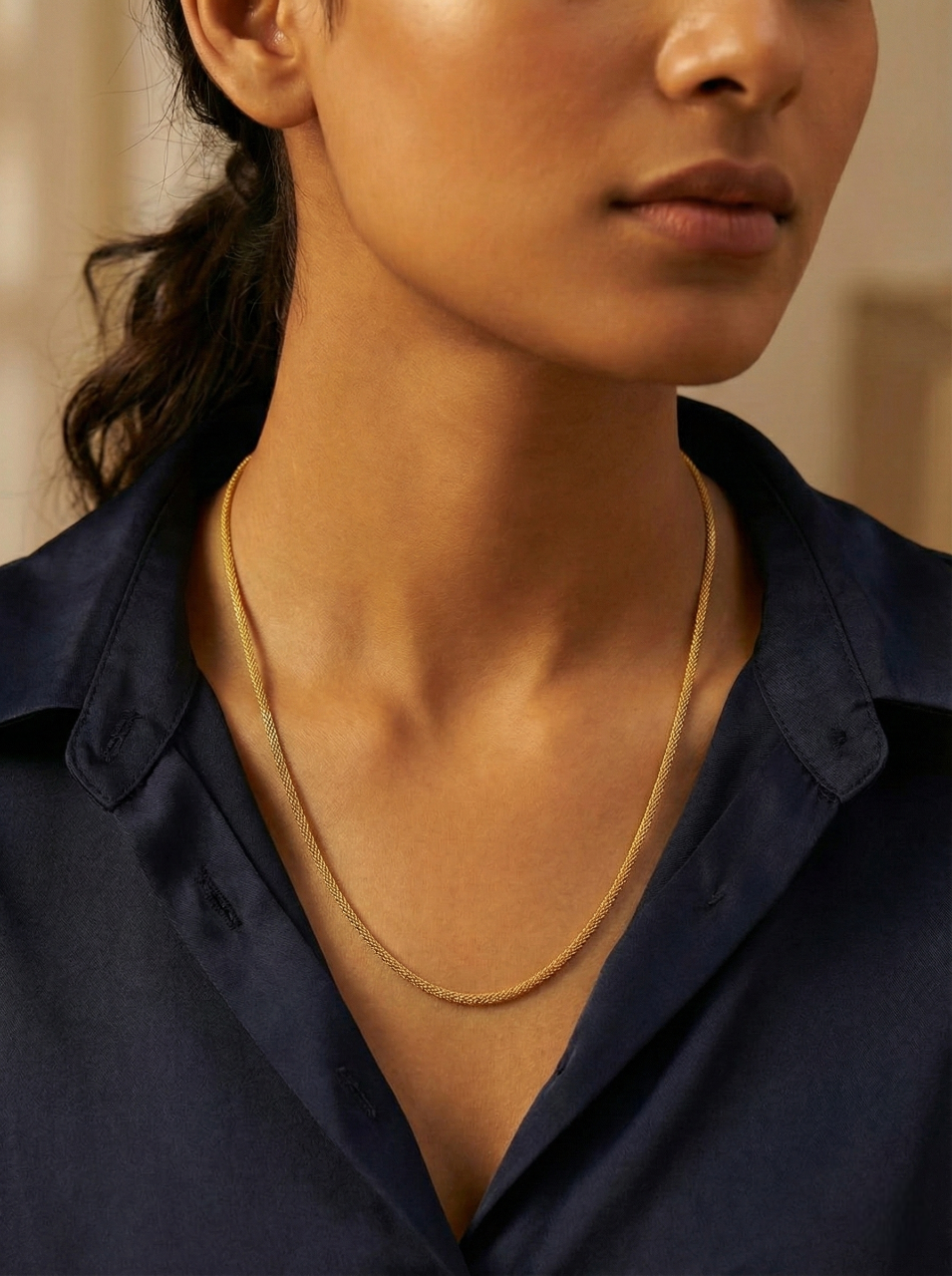 Premium Gold Plated Mesh Popcorn Chain for Men & Women