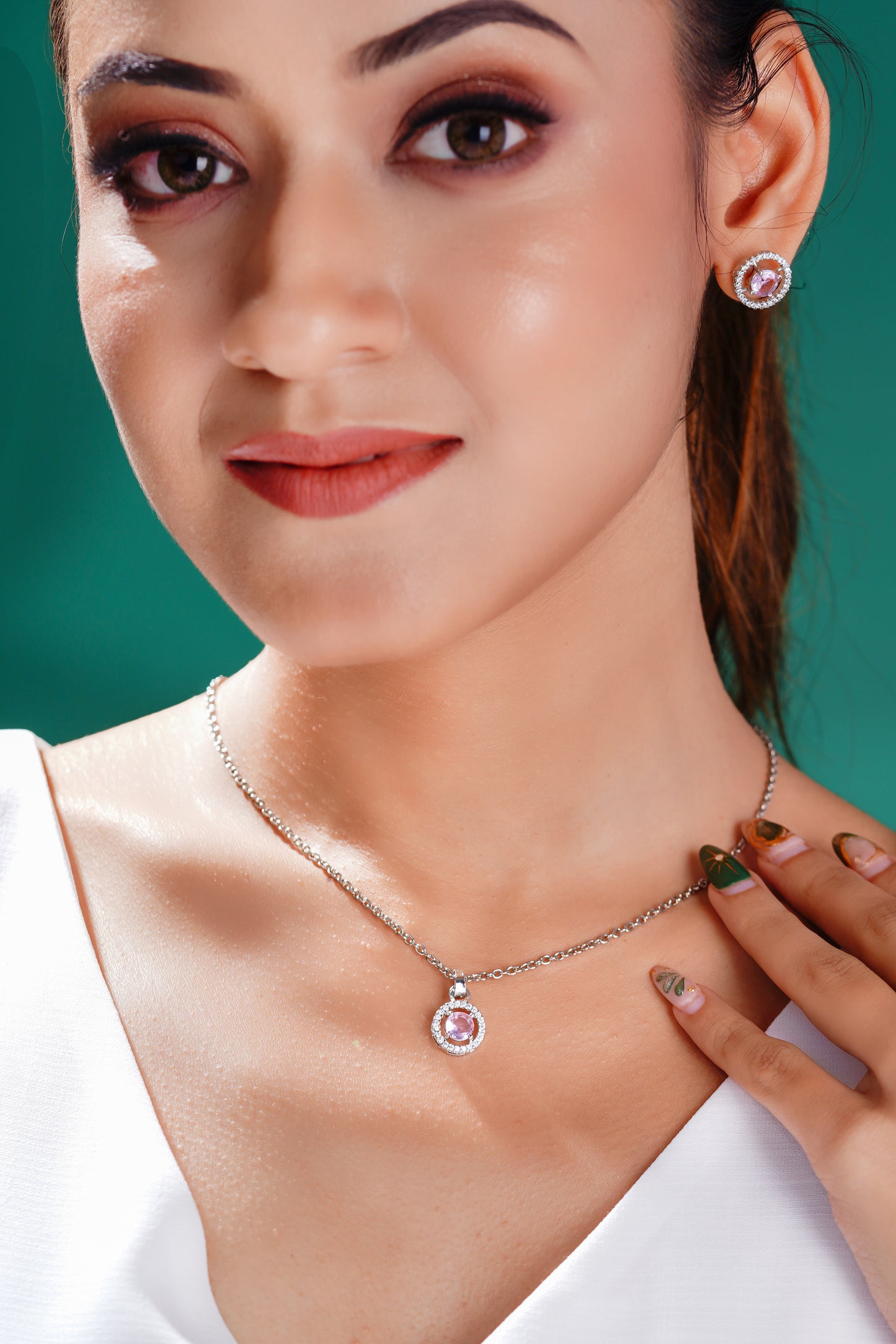 Special Pink Analog Wrist Watch And Pendant Set For special Gift 