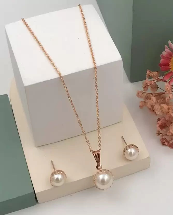 This Valentine Rose Gold Bracelet Watch and  Pendant Chain With Earrings For Womens