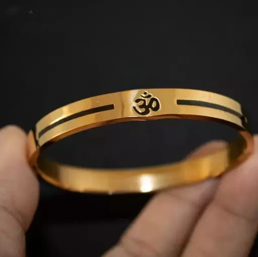 STAINLESS STEEL GOLD PLATED OM SPIRITUAL BRACELET FOR MENS