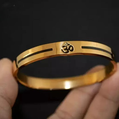 STAINLESS STEEL GOLD PLATED OM SPIRITUAL BRACELET FOR MENS