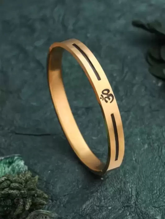 STAINLESS STEEL GOLD PLATED OM SPIRITUAL BRACELET FOR MENS