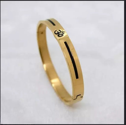 STAINLESS STEEL GOLD PLATED OM SPIRITUAL BRACELET FOR MENS