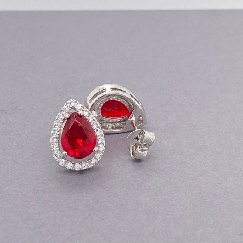 Silver Teardrop Gemstone Studded Earrings for Women