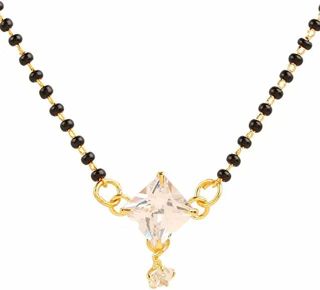 Single Stone Gold-Plated and American Diamond Mangalsutra for Women