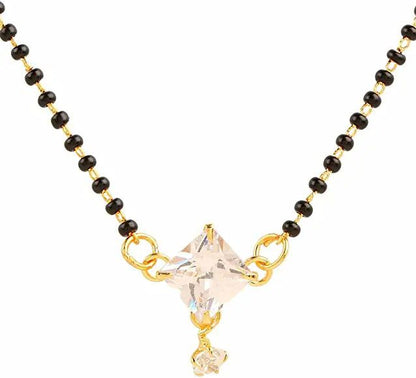 Single Stone Gold-Plated and American Diamond Mangalsutra for Women
