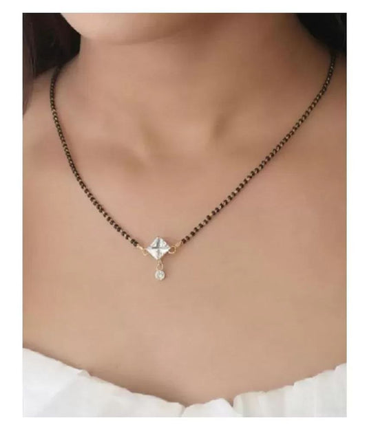 Single Stone Gold-Plated and American Diamond Mangalsutra for Women