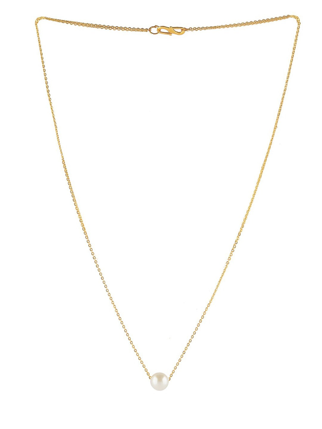 Solid Gold Pearl Necklace, Cute Dainty Pearl Pendant, Cute Chain Luck Necklace, Single Pearl Wedding Gift, Handmade Jewelry, Rose White