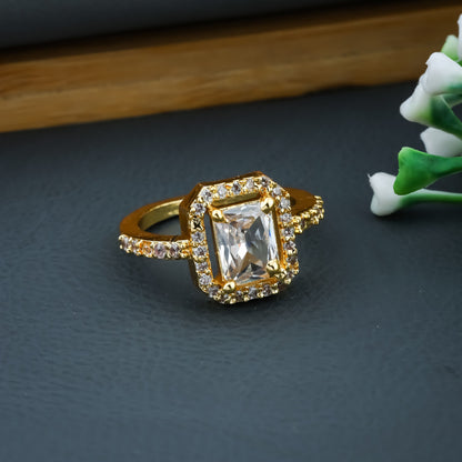 Square Gold Plated Ring For Women/Girls