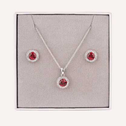 Sterling Silver Chain And  Diamond Pendant With  Earrings