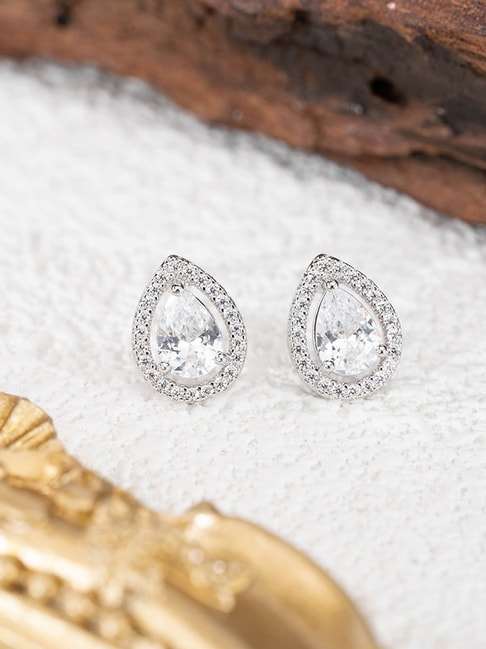 Sterling Silver  Plated Stud Earrings For Women/Girls