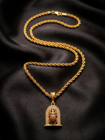 The Spiritual Lord Shiva-Inspired Rudraksha Trishul Pendant With A Rope Chain