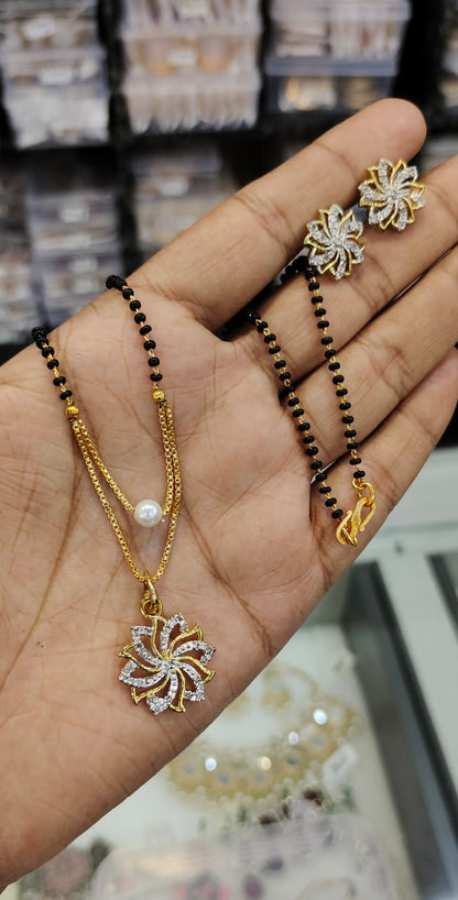 Traditional Gold Plated & Black Beads Double Layer mangalsutra for Women