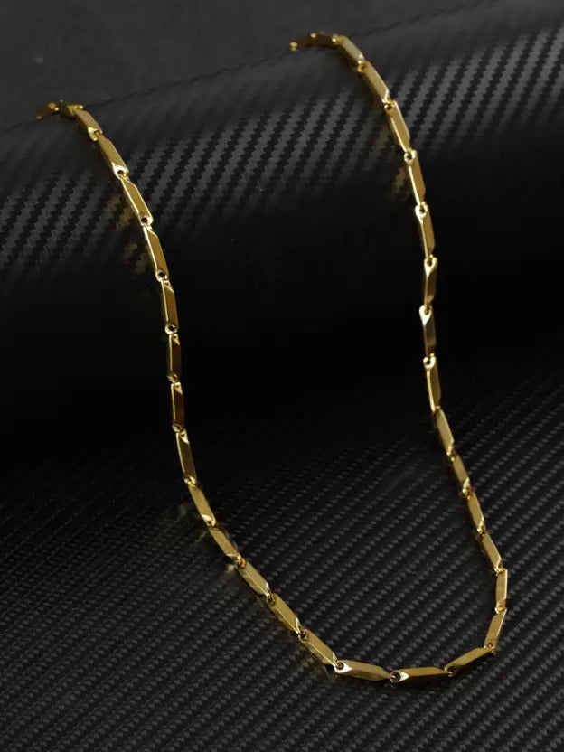 Gujju Twisted Cuboids Gold-Plated Link Chain for Men