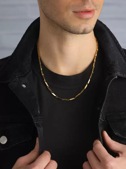 Gujju Twisted Cuboids Gold-Plated Link Chain for Men