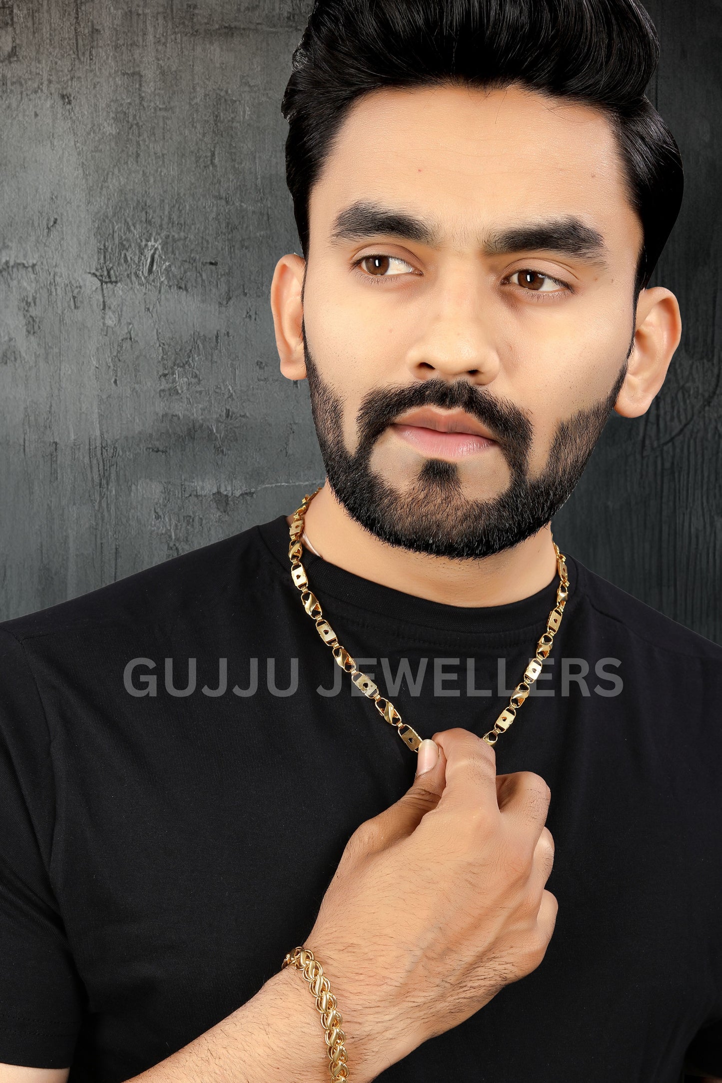 BEAUTIFUL BRASS GOLD CHAIN AND GOLD BRACELET COMBO FOR MENS(PACK OF 2)