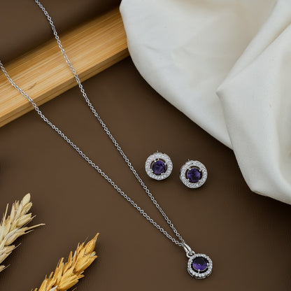 Women Sterling Silver Chain And Pendant With Earrings For Women/Girls