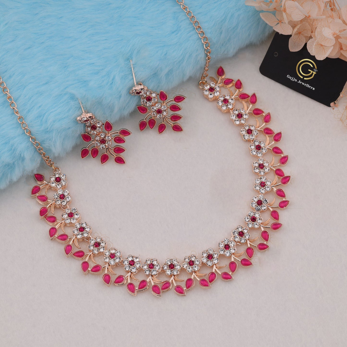 Gujju Latest Necklace Set With Earrings For Girls And Women