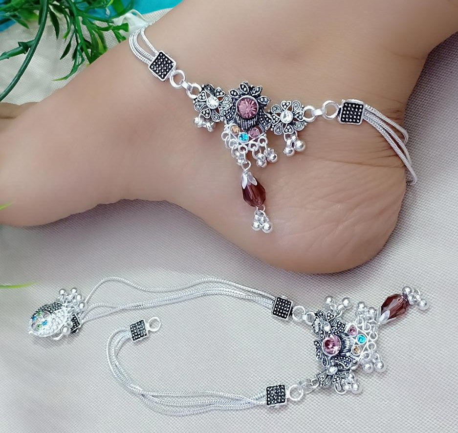 latest antique Silver Plated Anklets (Payal)
