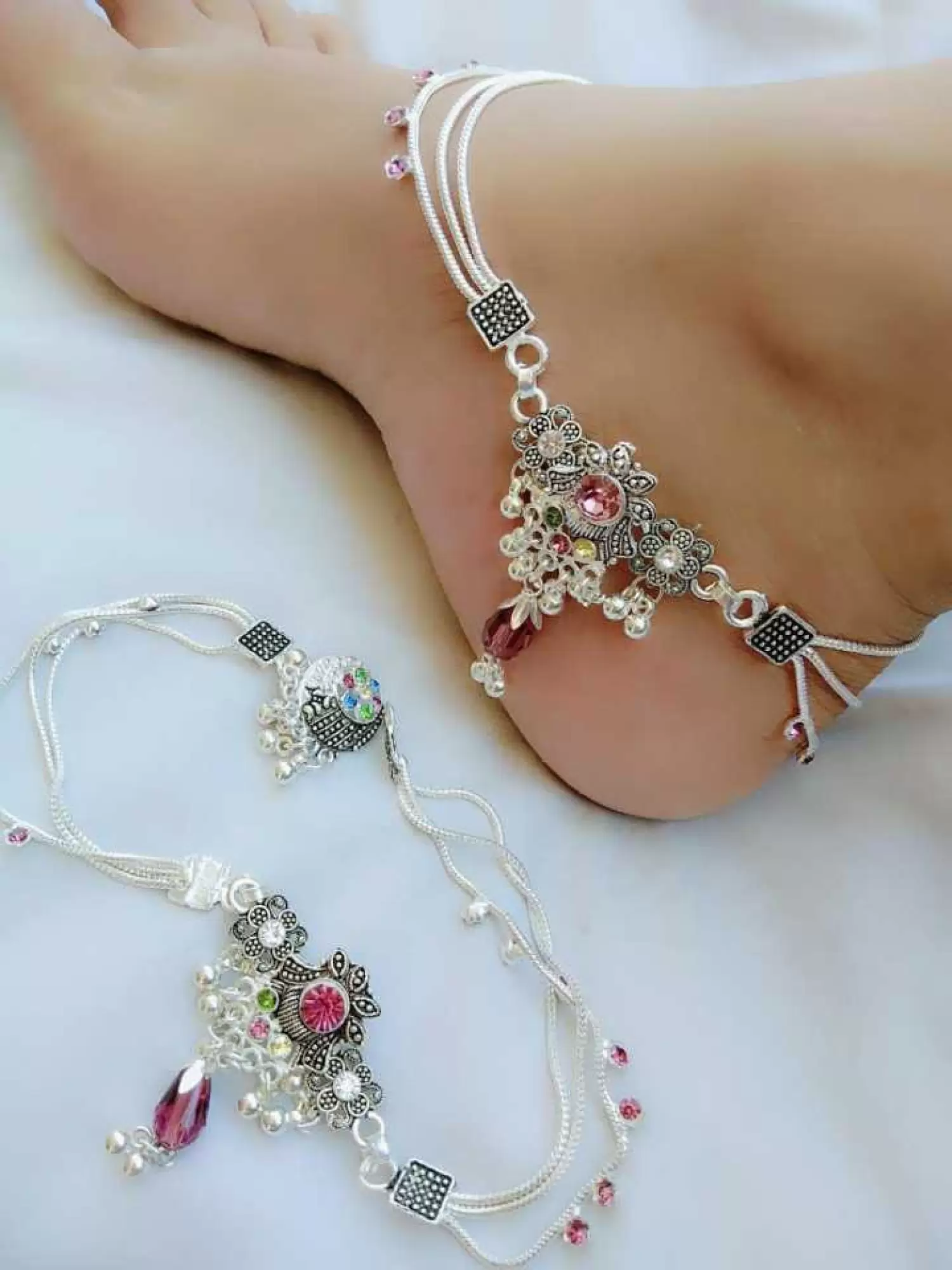 latest antique Silver Plated Anklets (Payal)
