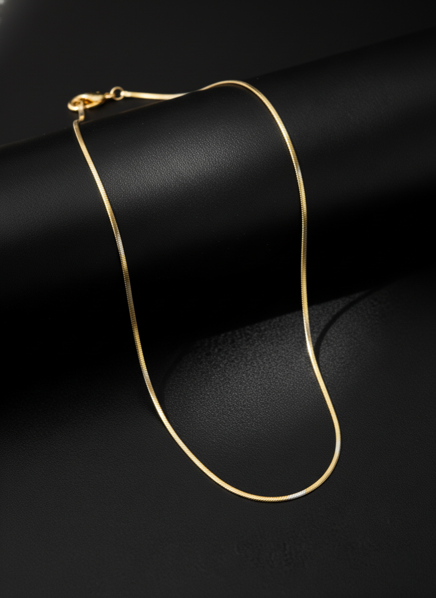 Unisex Elegant Two-Tone Flat Snake Chain with Gold and Silver Tones