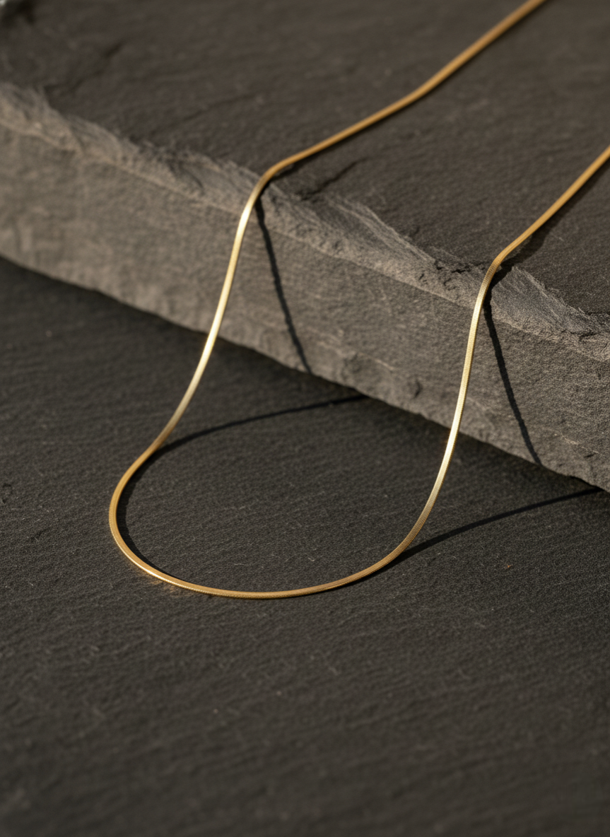 Unisex Flexible Gold Plated Flat Snake Chain