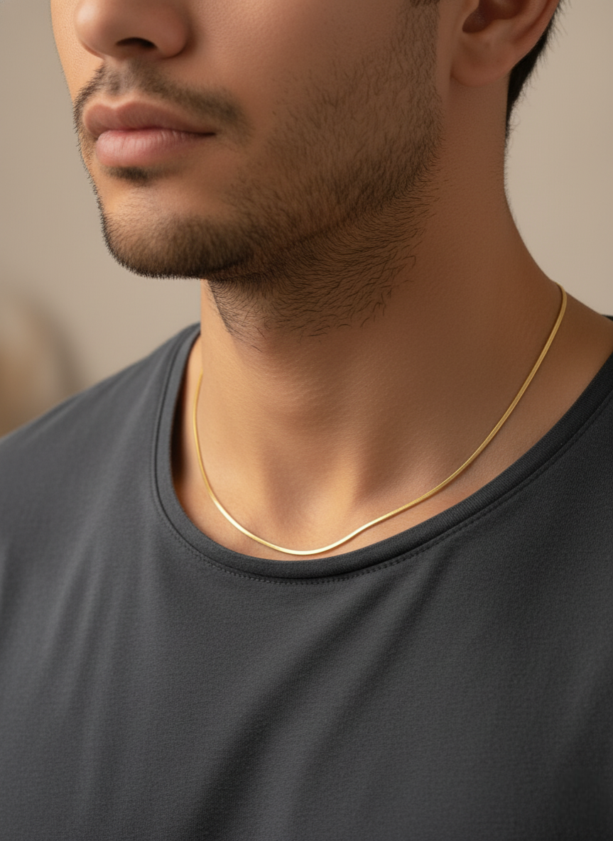 Unisex Flexible Gold Plated Flat Snake Chain