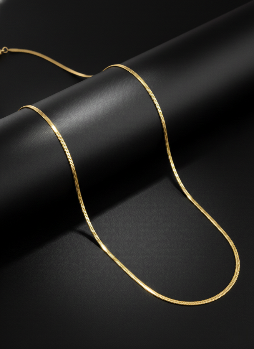 Unisex Flexible Gold Plated Flat Snake Chain