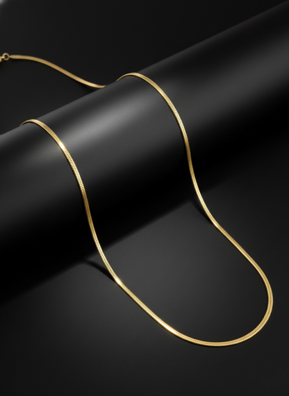Unisex Flexible Gold Plated Flat Snake Chain