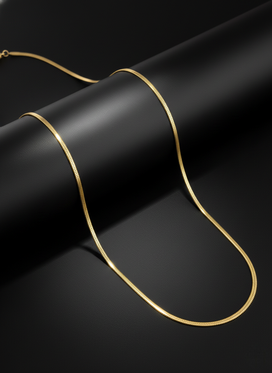 Unisex Flexible Gold Plated Flat Snake Chain