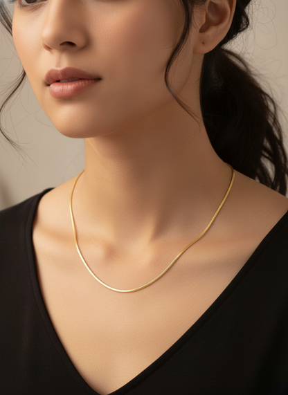 Unisex Flexible Gold Plated Flat Snake Chain