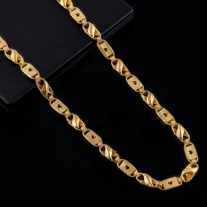 BEAUTIFUL BRASS GOLD CHAIN AND GOLD BRACELET COMBO FOR MENS(PACK OF 2)
