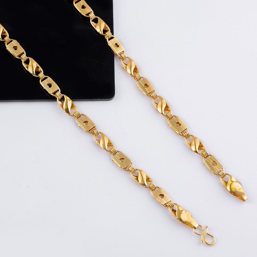BEAUTIFUL BRASS GOLD CHAIN AND GOLD BRACELET COMBO FOR MENS(PACK OF 2)