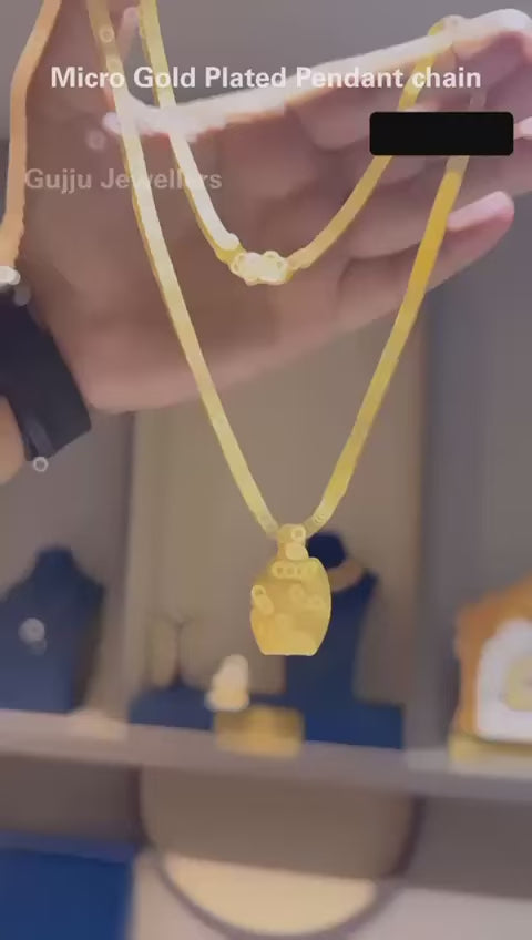 Men Sacred Om Engraved Micro Gold-Plated Pendant Necklace with Box Chain