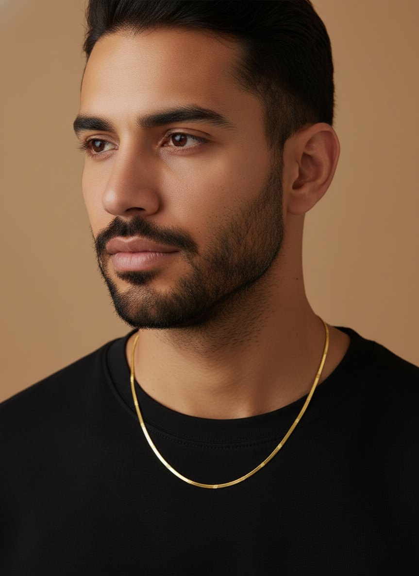 Unisex Fashion-Forward Individuals Gold Plated Snack Chain