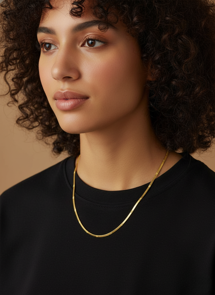 Unisex Fashion-Forward Individuals Gold Plated Snack Chain